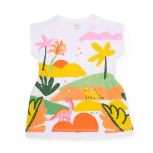 Vestido de niña de punto con cintura fruncida