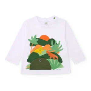 Camiseta de niño de punto y aplique con botón