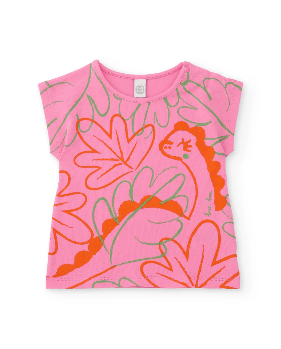 Camiseta de niña de punto con dinosaurio decorativo - Imagen 2