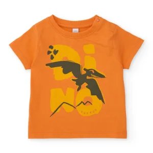 Camiseta de niño de punto y estampado a contraste