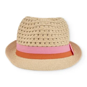 Sombrero de niña de plana con cinta decorativa