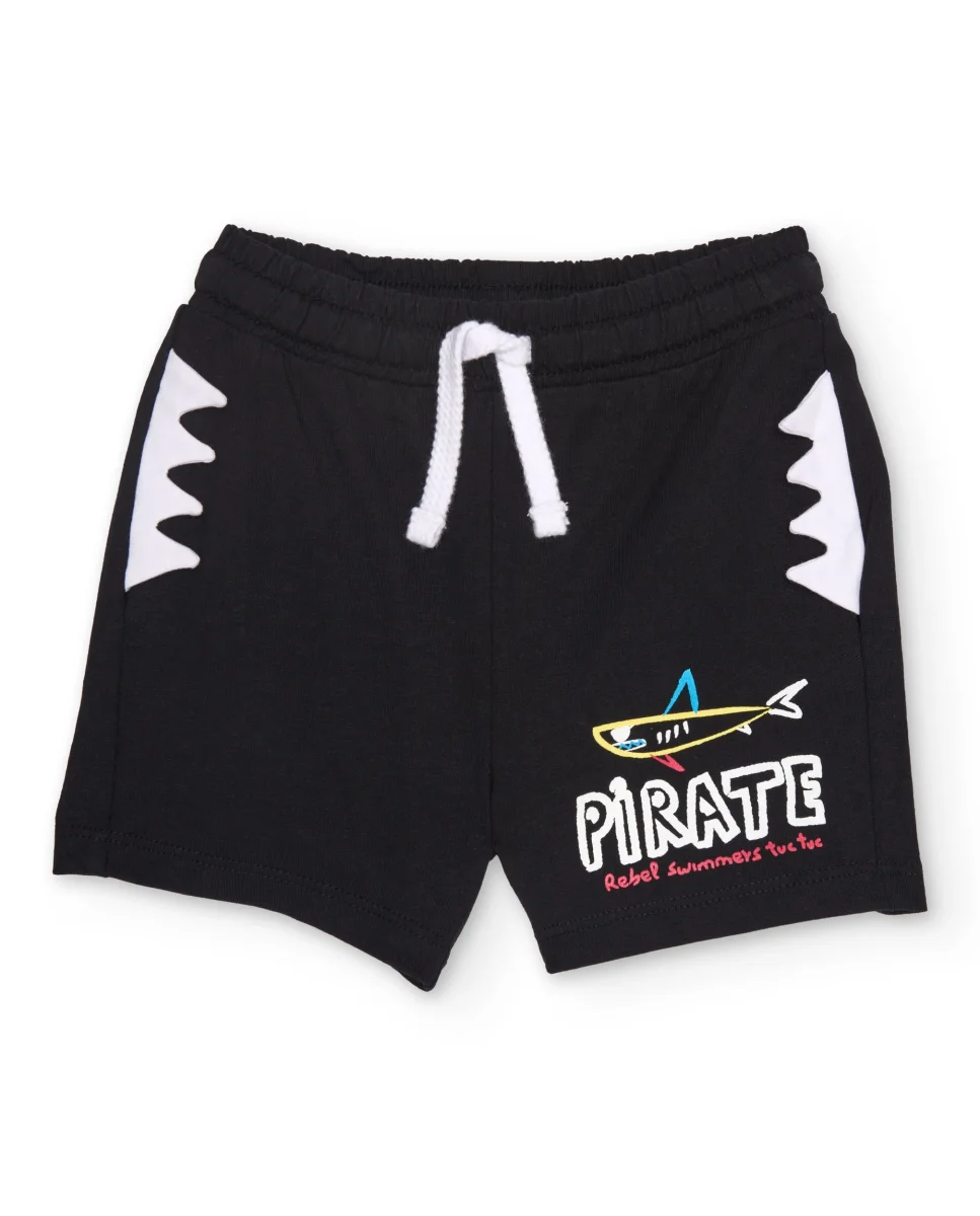 Bermuda de niño de punto con apliques laterales - Imagen 2