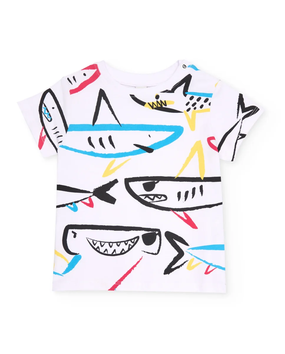 Camiseta de niño de punto y gráficos de tiburones - Imagen 3