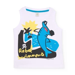 Camiseta de niño de punto y de tirantes