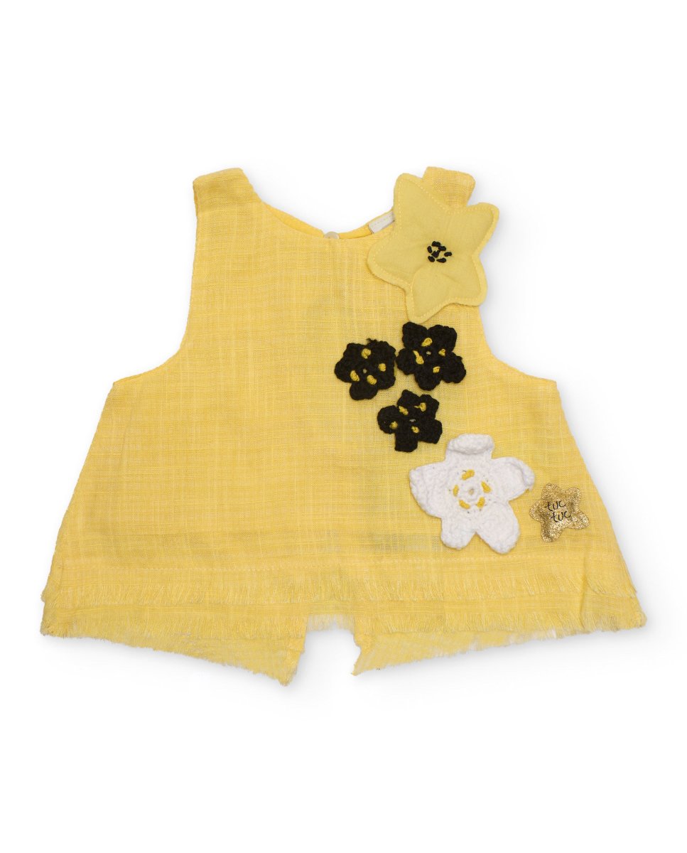 Blusa de niña de plana con aplicaciones florales - Imagen 2