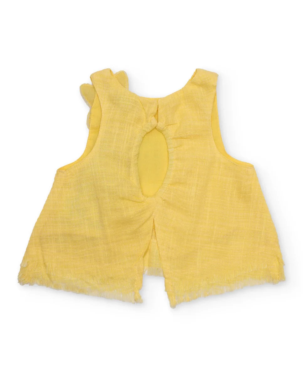 Blusa de niña de plana con aplicaciones florales - Imagen 3