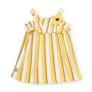 Vestido de niña de punto con aplique floral