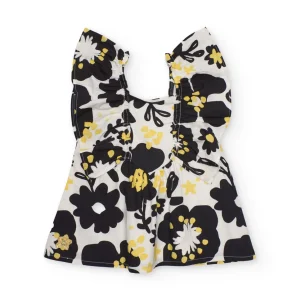 Vestido de niña de plana y tirantes con volantes