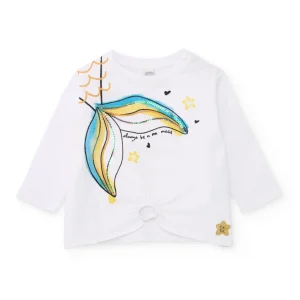 Camiseta de niña de punto con detalles brillantes