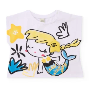 Camiseta de niña de punto con detalle en relieve