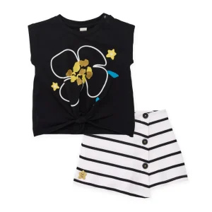 Conjunto de niña de punto con motivo floral