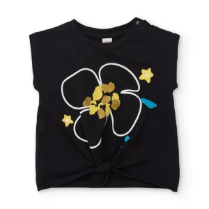 Camiseta de niña de punto con nudo decorativo