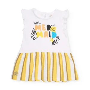 Vestido de niña de punto con franjas verticales