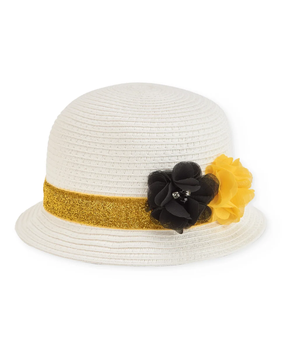 Sombrero de niña de plana y flores en relieve - Imagen 2