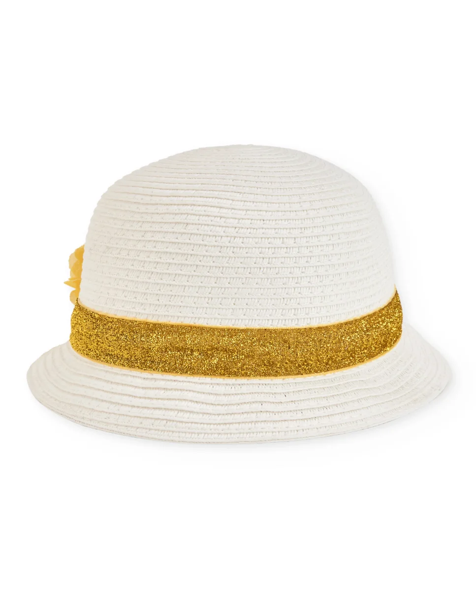 Sombrero de niña de plana y flores en relieve - Imagen 3
