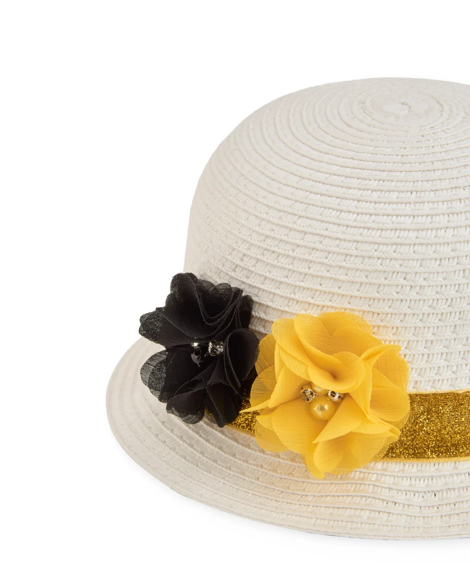 Sombrero de niña de plana y flores en relieve - Imagen 4