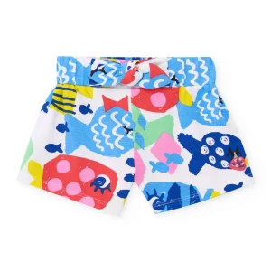 Pantalones de niña de punto y estampado de peces