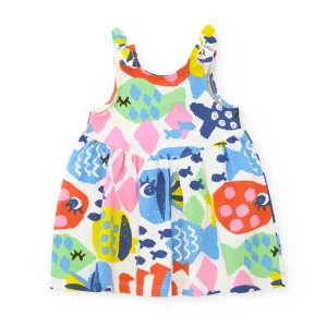 Vestido de niña de punto con tirantes anudados