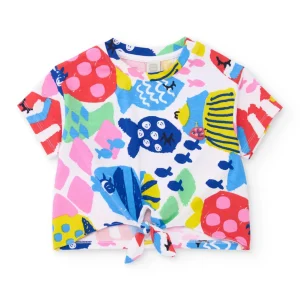 Camiseta de niña de punto con nudo frontal