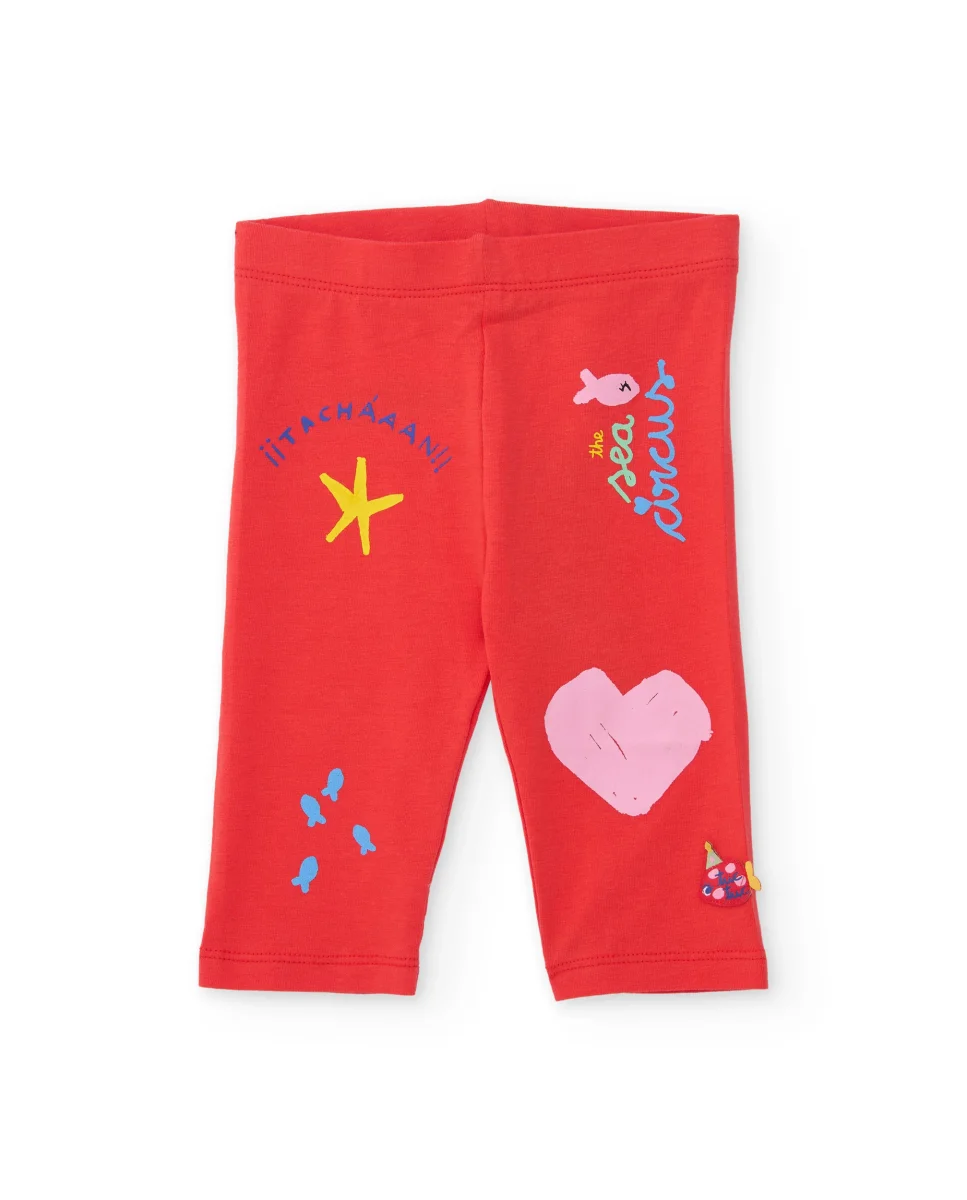 Leggings de niña de punto y estampados decorativos - Imagen 2