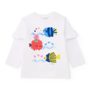 Camiseta de niña de punto y apliques en relieve