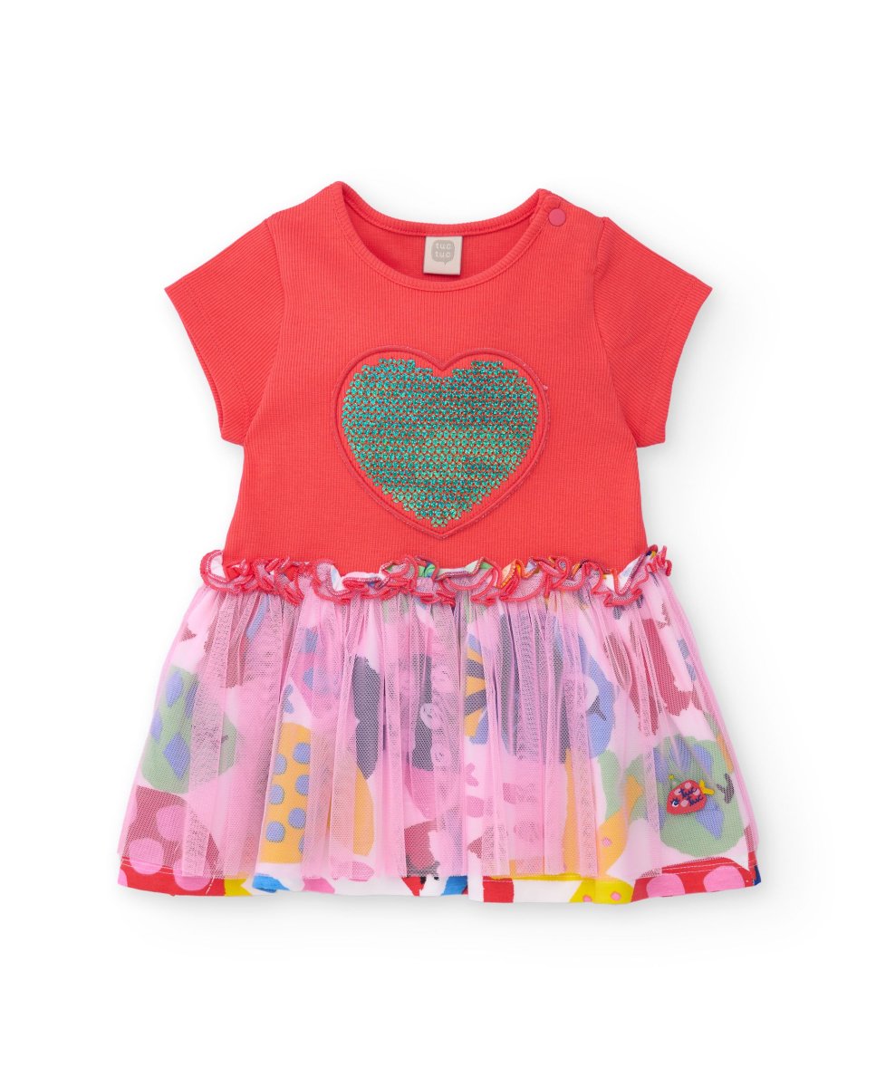 Vestido de niña de punto con corazón de lentejuelas - Imagen 3