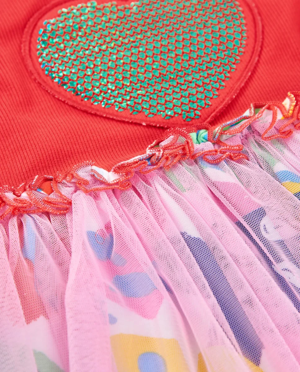 Vestido de niña de punto con corazón de lentejuelas - Imagen 6