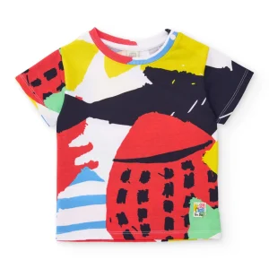 Camiseta de niño de punto y estampado abstracto