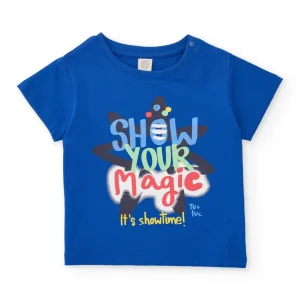 Camiseta de niño de punto con mensaje frontal