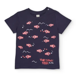 Camiseta de niño de punto con estampado de peces payaso