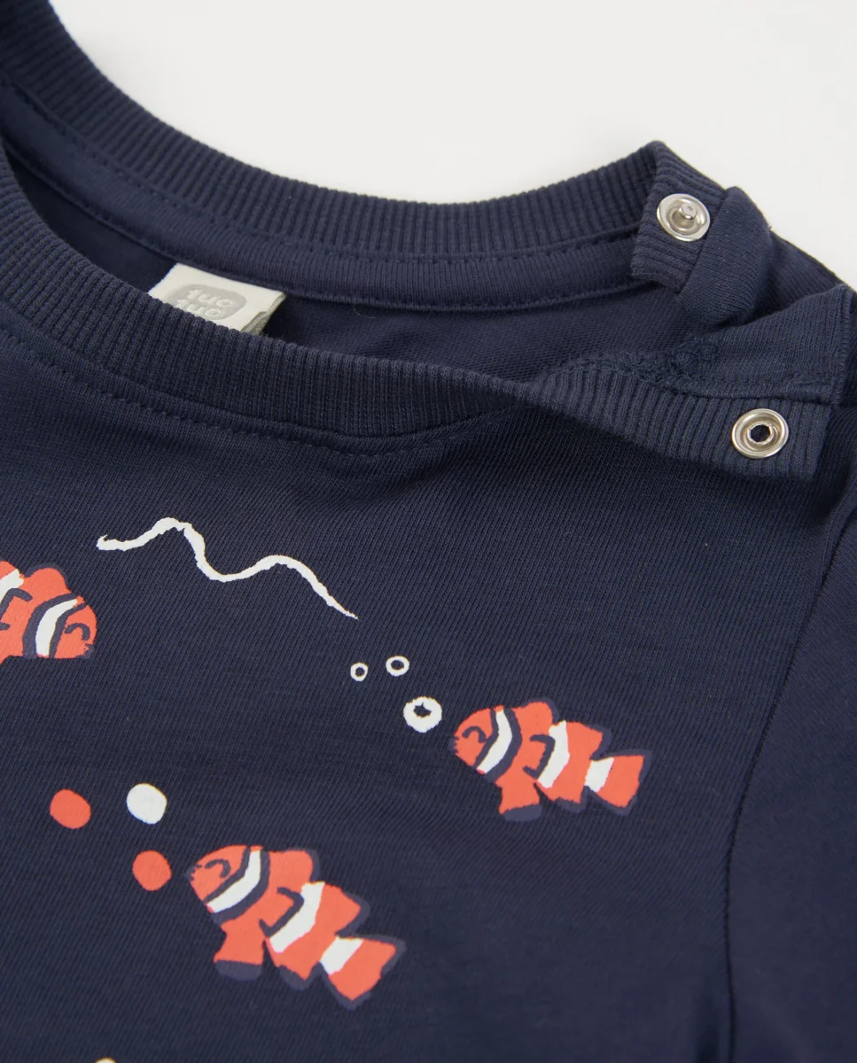 Camiseta de niño de punto con estampado de peces payaso - Imagen 4