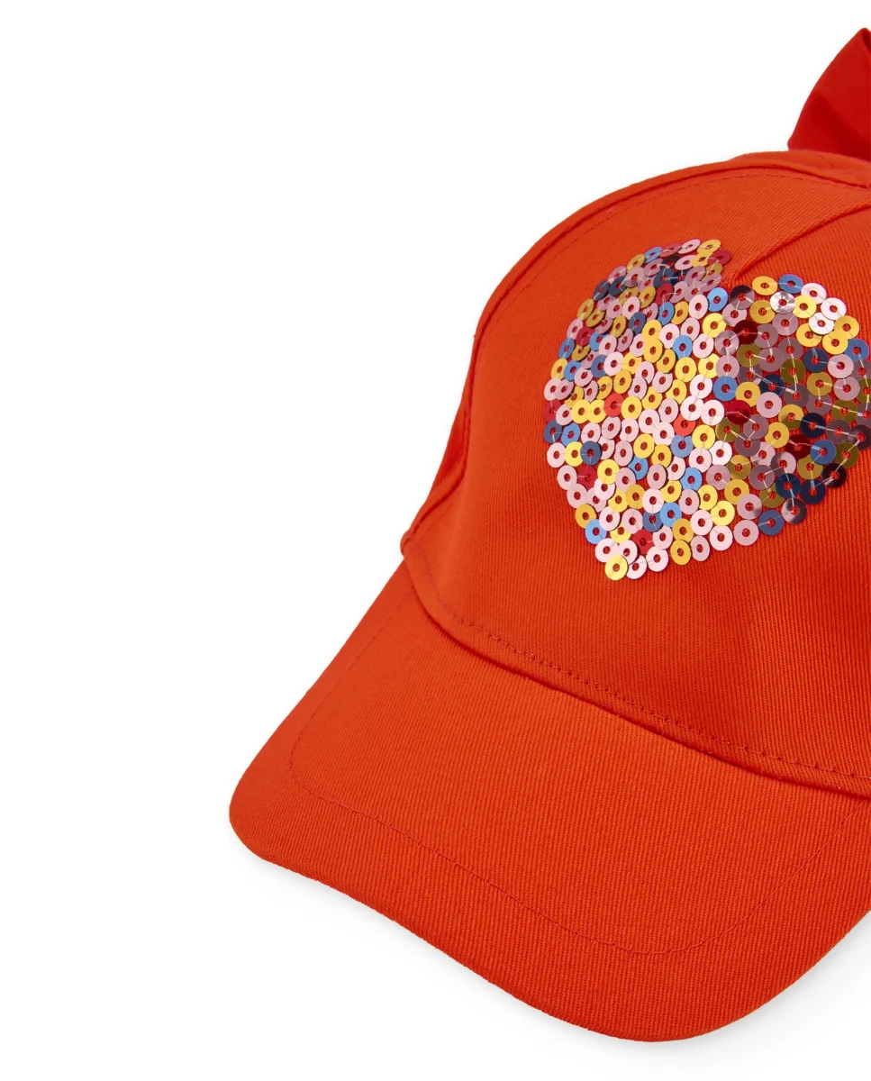 Gorra de niña de plana con corazón de lentejuelas - Imagen 4