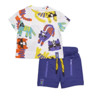 Conjunto de niño de punto y estampado de animales