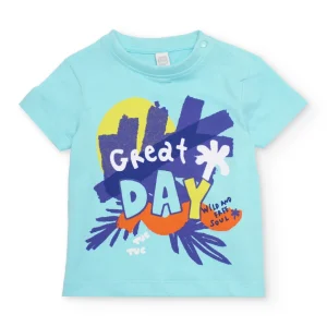 Camiseta de niño de punto con cierre en hombro