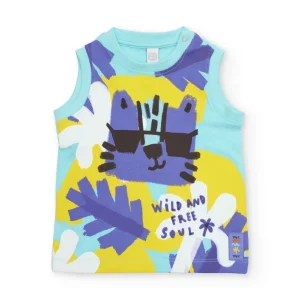 Camiseta de niño de punto y tirantes con cierre en hombro