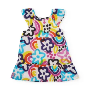 Vestido de niña de plana y estampado floral