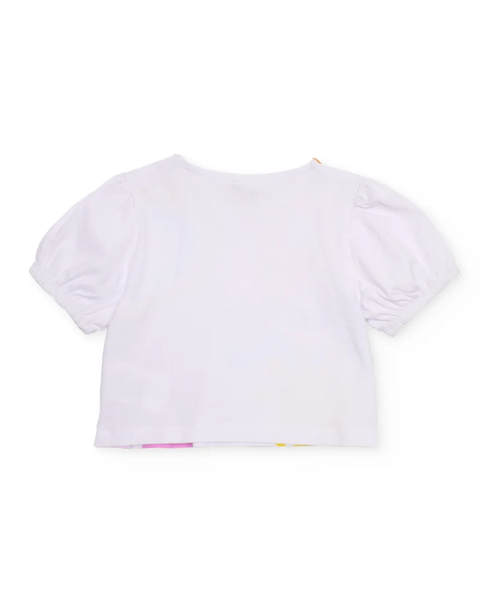 Camiseta de niña de punto y mangas fruncidas - Imagen 3