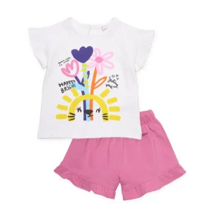Conjunto de niña de punto con gráfico floral