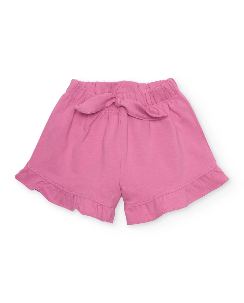 Short de niña de punto con volante en bajo
