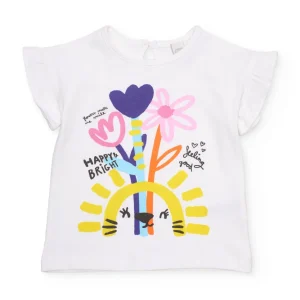 Camiseta de niña de punto con volantes en mangas