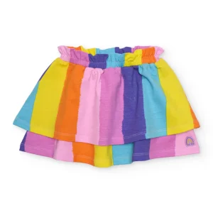 Falda de niña de punto y franjas verticales