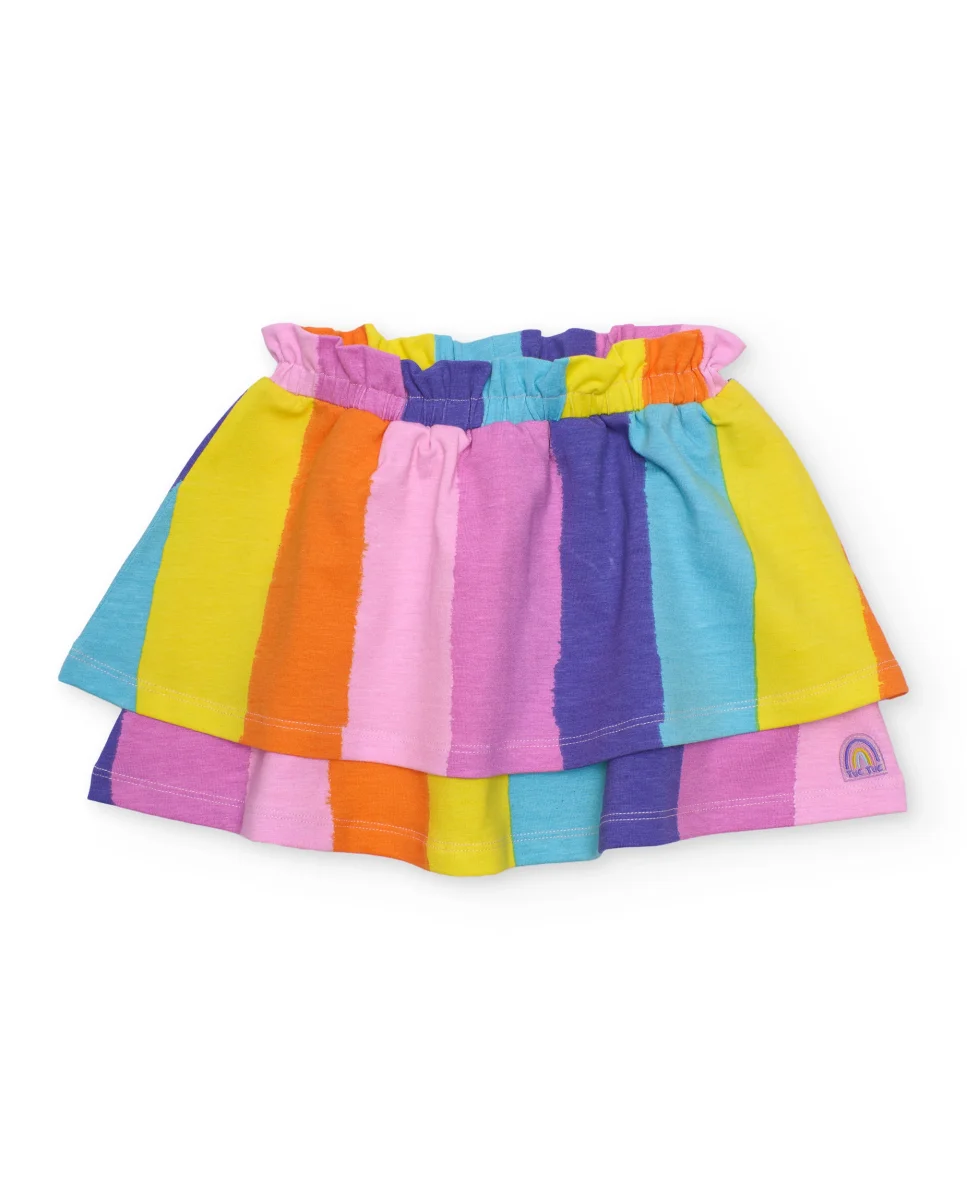 Falda de niña de punto y franjas verticales
