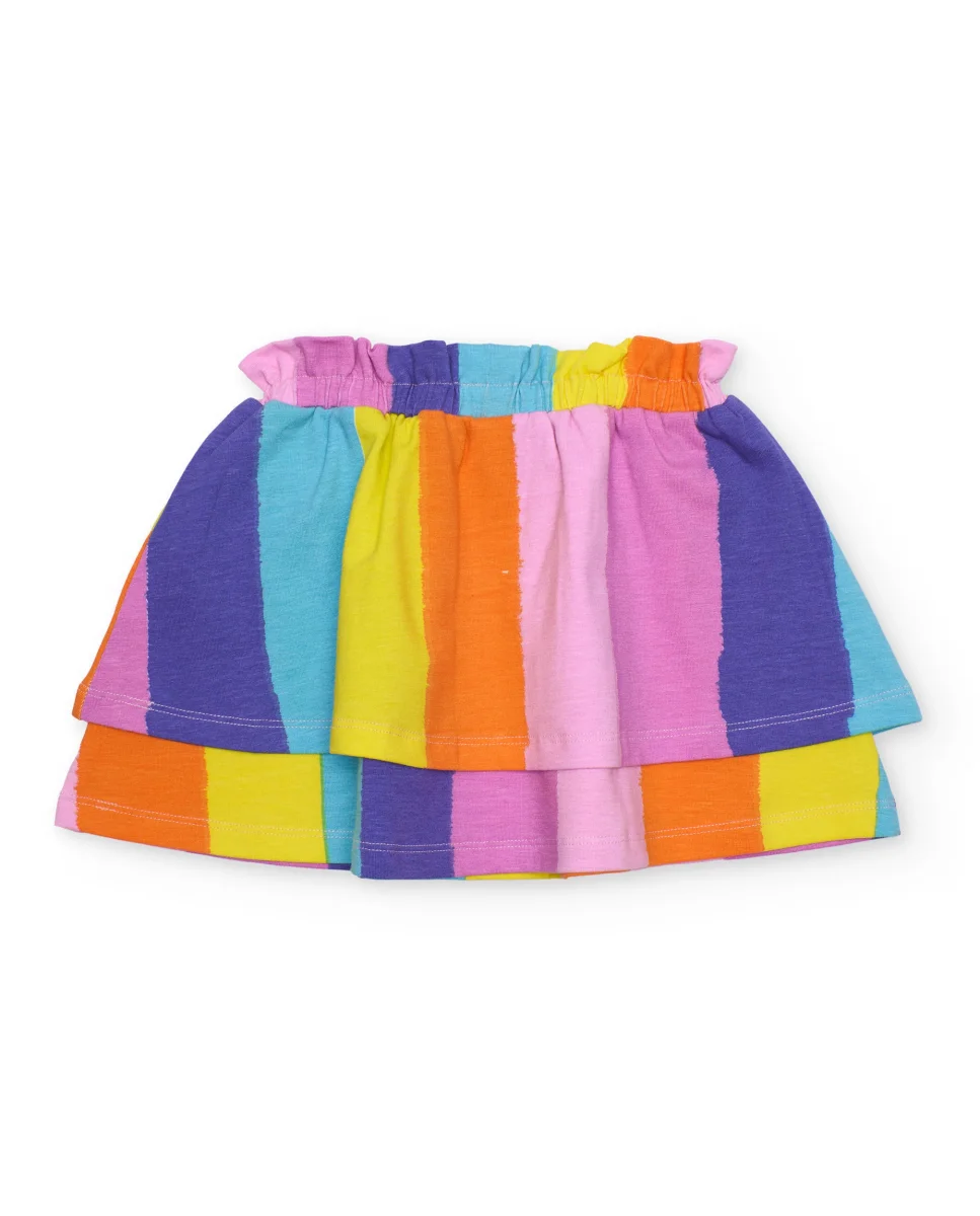 Falda de niña de punto y franjas verticales - Imagen 3
