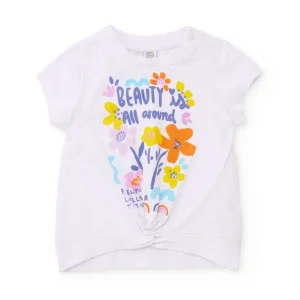 Camiseta de niña de punto y nudo decorativo
