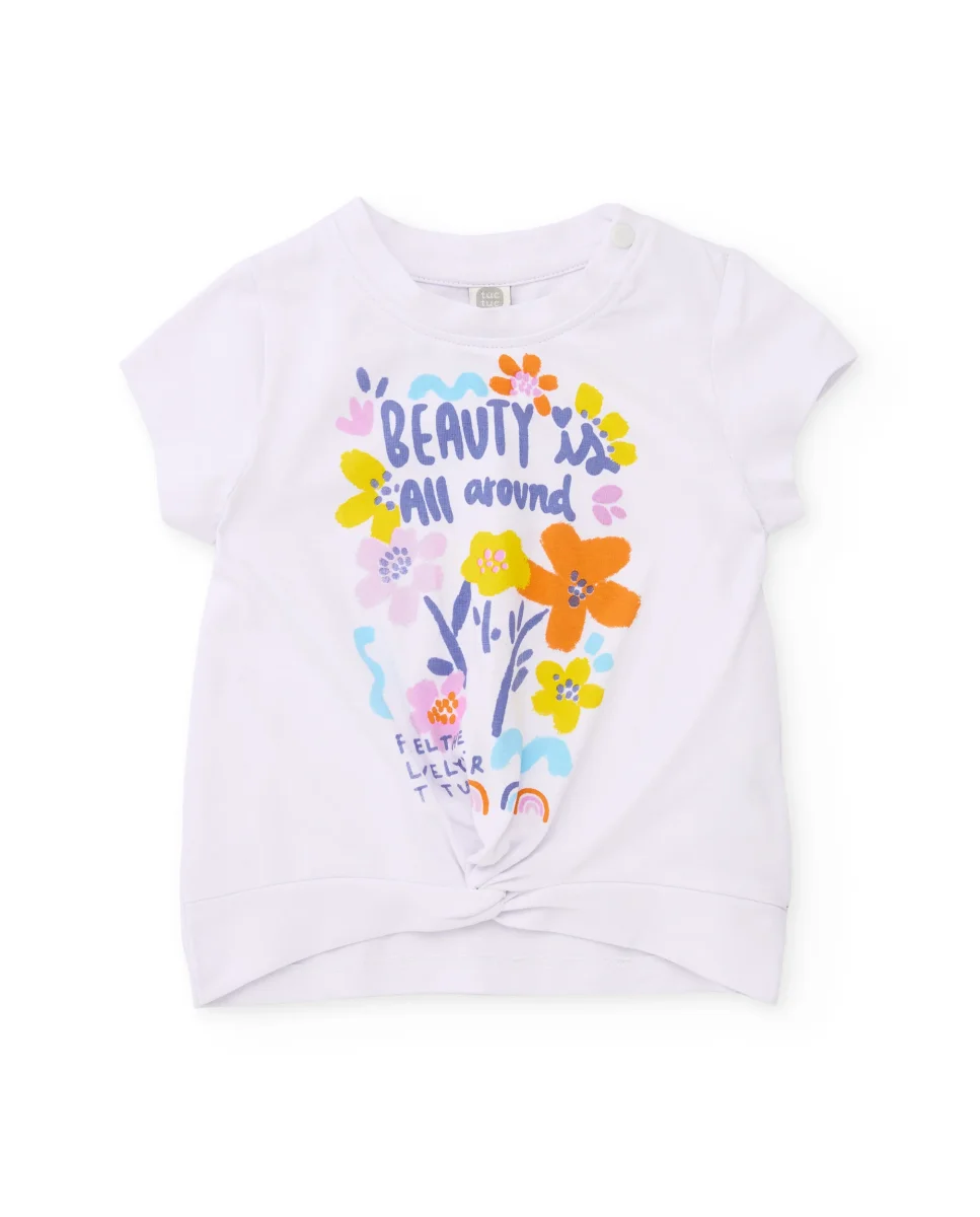Camiseta de niña de punto y nudo decorativo - Imagen 2