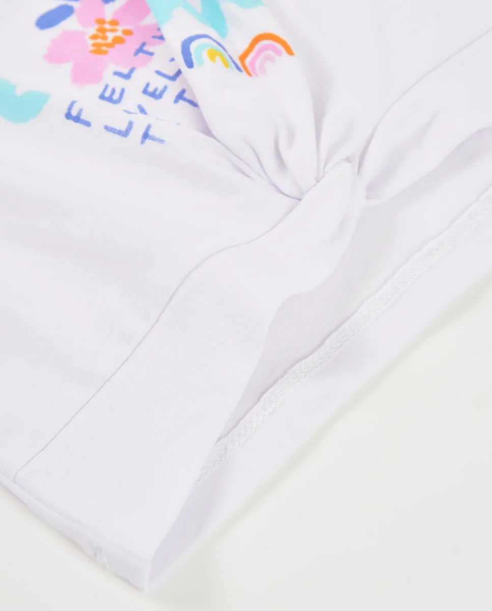 Camiseta de niña de punto y nudo decorativo - Imagen 5