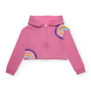 Sudadera de niña de punto y diseño corto