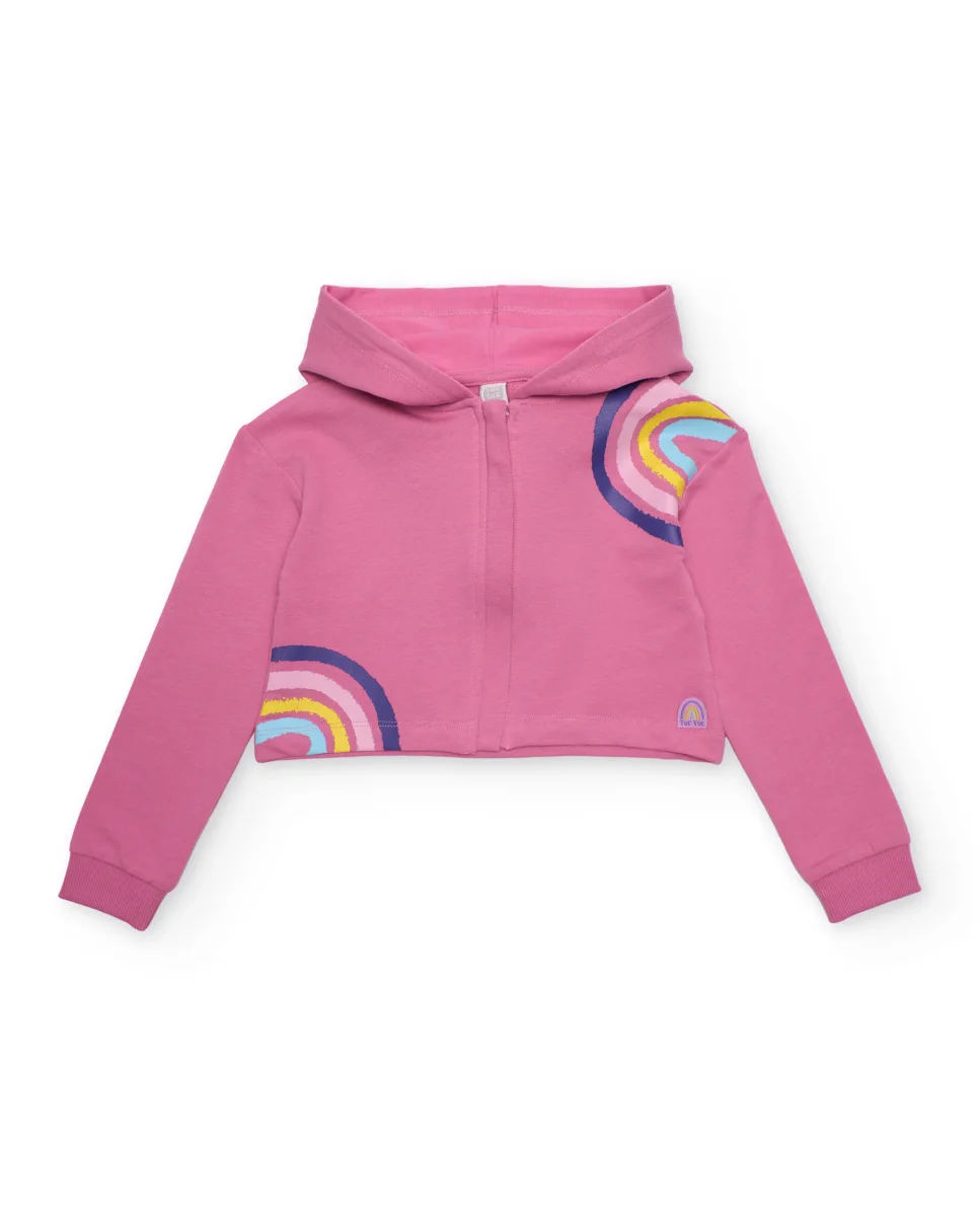 Sudadera de niña de punto y diseño corto