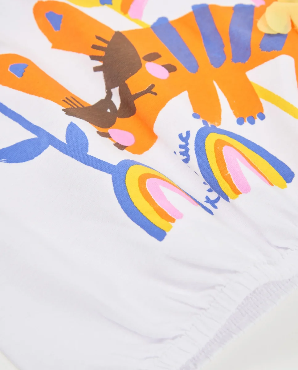 Camiseta de niña de punto y flores en relieve - Imagen 5