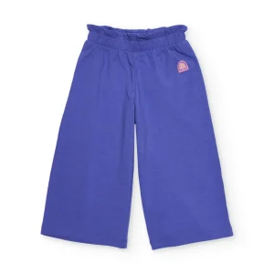 Pantalones de niña de punto y cinturilla elástica fruncida